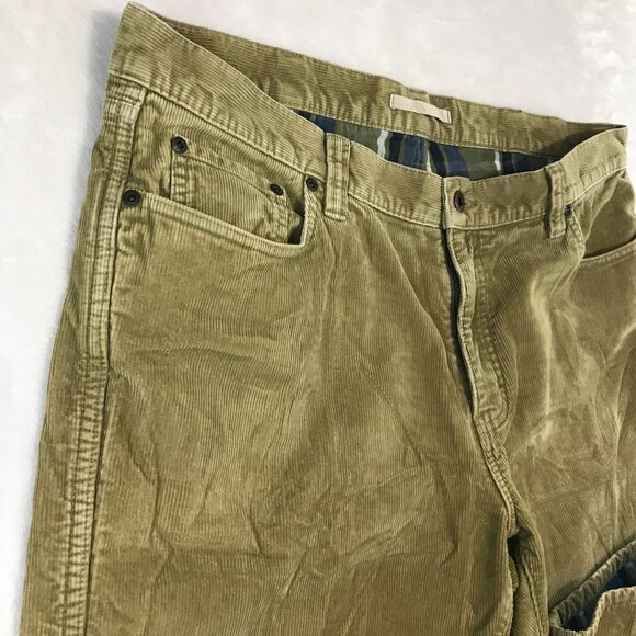 LL Bean Standard Fit Corduroy Plaid Flannel Lined Pants Olive Outdoor 38 x 30 - Picture 4 of 12